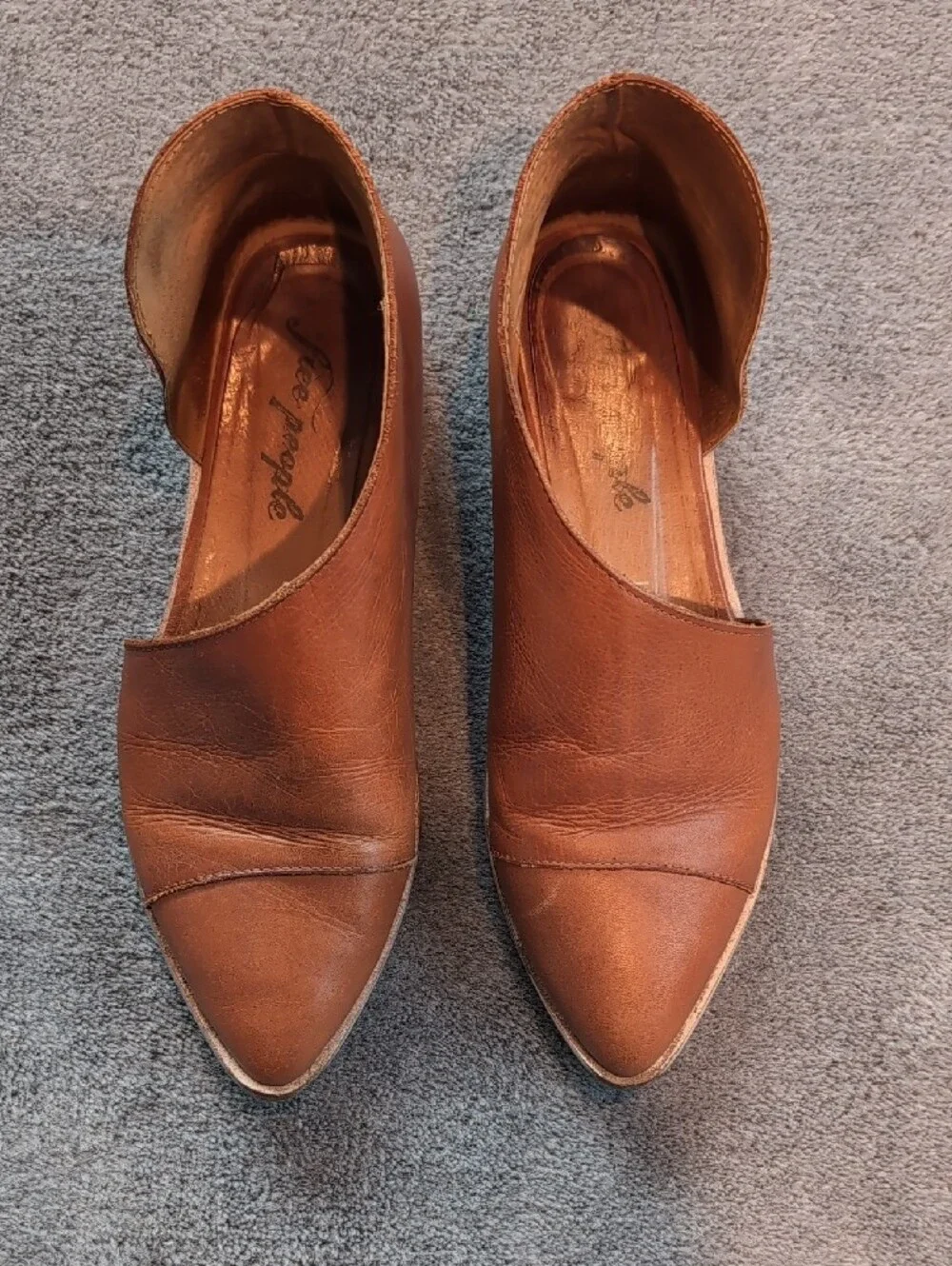Free People Women's Royale Flat In Tan Brown Leather